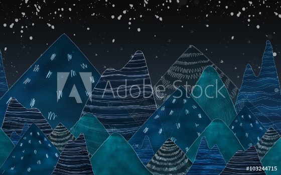 Picture of Dark blue mountains in the nightUsed color tool and picture cre